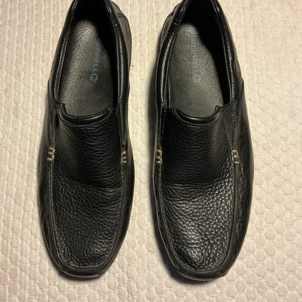 Merrell Black Leather Slip-On Loafers